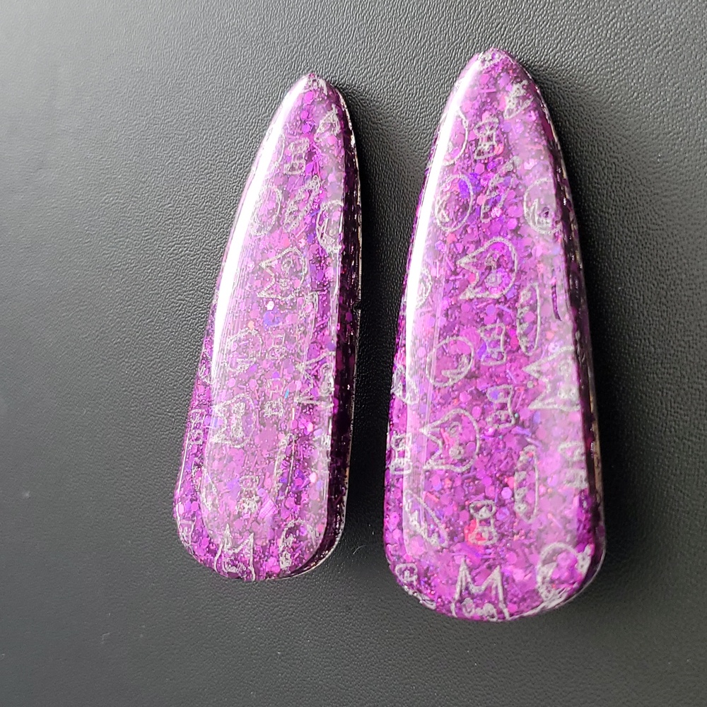 Hand-made HandCrafted Glitter Kitty Cat Vibes Resin Hair clip Barrettes New